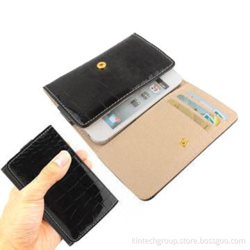 Universal Mobile Phone Leather Case with Credit Card Slot for iPhone and HTC, BlackNew